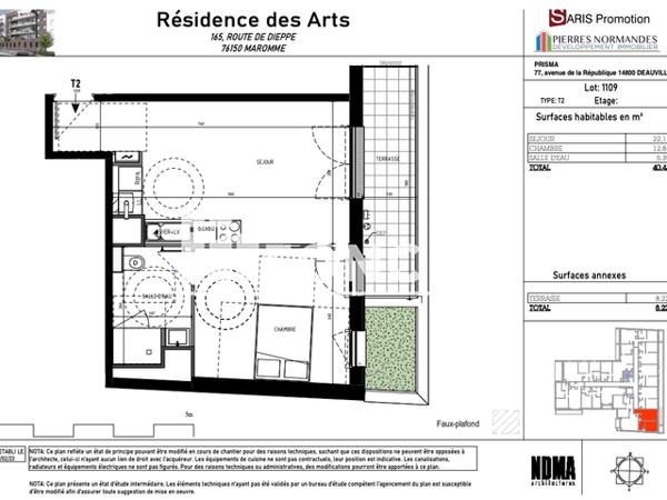 Location Appartement 2 pièces 40.21 m² - 165 ROUTE DE DIEPPE Maromme 76150