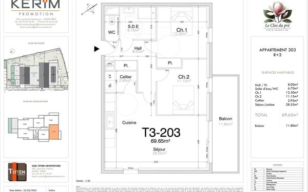 Appartement à vendre    3 pièces • 69,65 m2 Guilers