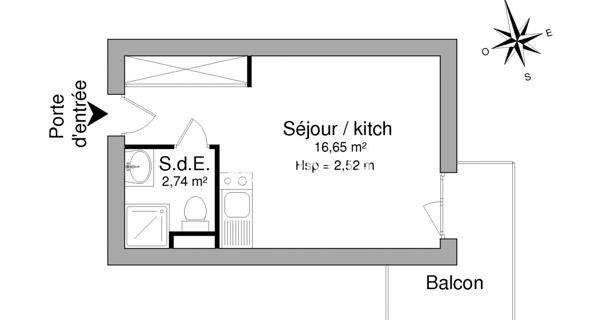 Location Studio 19.39 m² - Pau 64000