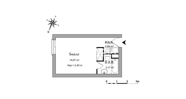 Location Studio 20.68 m² - Villers-lès-nancy 54600