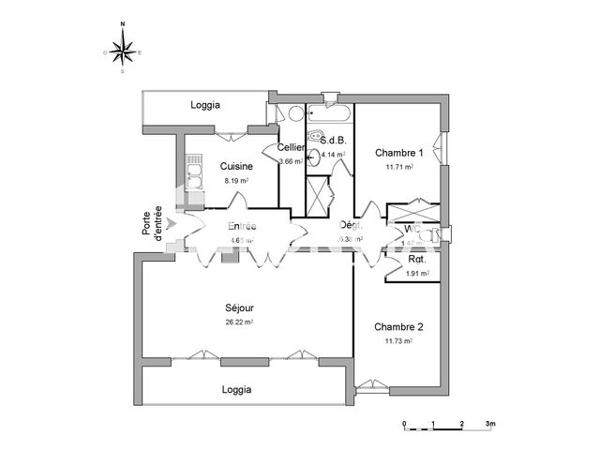 Location Appartement 3 pièces 79.64 m² - 7 RUE DU VIEUX MOULIN Chateauneuf Les Martigue 13220