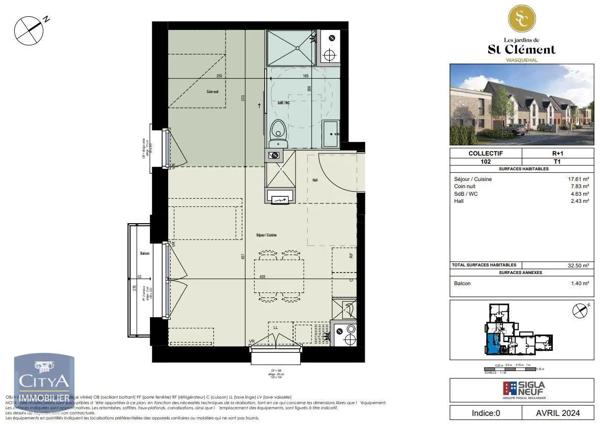 Appartement à louer 1 pièce 32.5m² Wasquehal (59290)