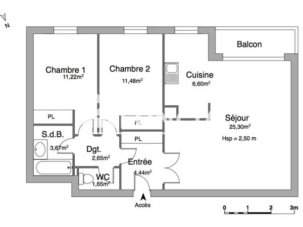 Location Appartement 3 pièces 67.01 m² - BOULEVARD ALFRED DANEY Bordeaux 33000