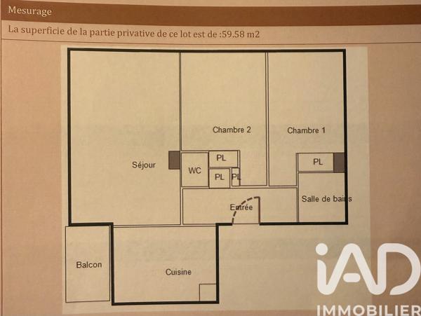Appartement à vendre 3 pièces 59,58 m² Guyancourt