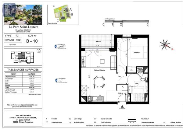 Appartement à louer 2 pièces 46.36m² Harfleur (76700)
