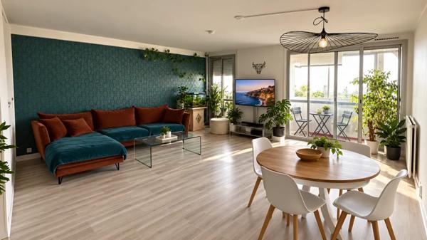 grand appartement T5 de 107m2 dans résidence calme avec 2 ba