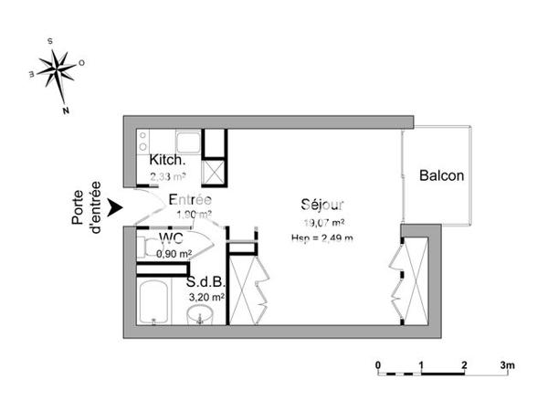 Location Studio 27.4 m² - 25 RUE DE CUQUES Aix-en-provence 13100