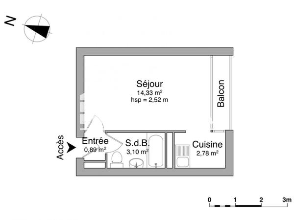 Location Studio meublé 21.1 m² - APPARTEMENT N°6 Rennes 35700