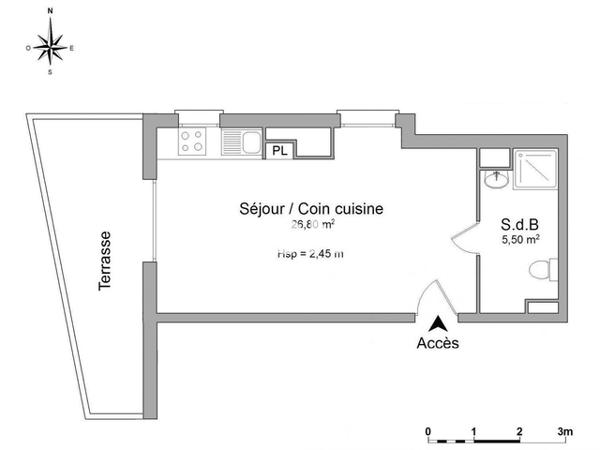 Location Studio 32.3 m² - L'ORANGERIE DES PARCS - APPART 106 - 1 RUE GUILBAUD La Rochelle 17000