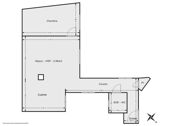 Appartement F2 à vendre  2 pièces - 44,32 m 2   PARIS  - 75011