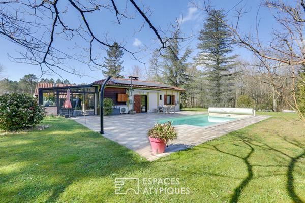 Propriété landaise avec gîte dans un parc arboré