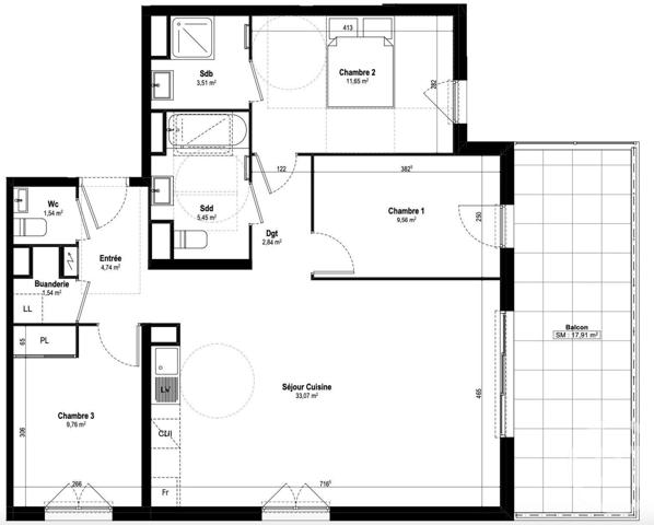 Appartement F4 à vendre  4 pièces - 83,66 m2 ANTIBES - 06