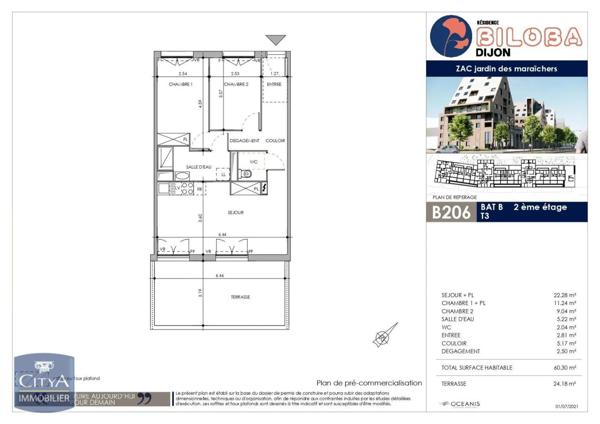 Appartement à louer 3 pièces 60.29m²