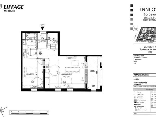 Location Appartement 2 pièces 51.7 m² - 102 QUAI DE BRAZZA Bordeaux 33000