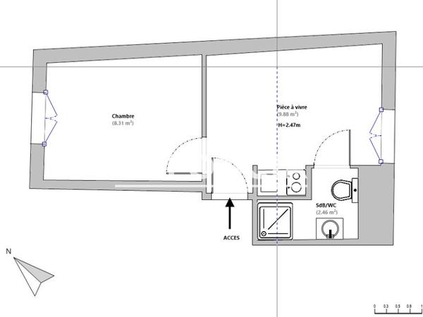 Location Appartement 2 pièces 20.65 m² - 101 RUE DE BALE Mulhouse 68100