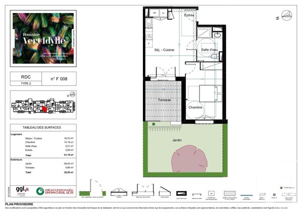 Appartement F2 à vendre  2 pièces - 41,19 m2 NARBONNE - 11