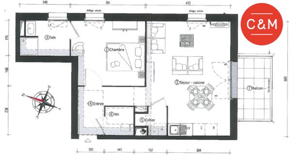 44400 REZE REZE LA CARREE - Appartement 2 pièces 45 m²