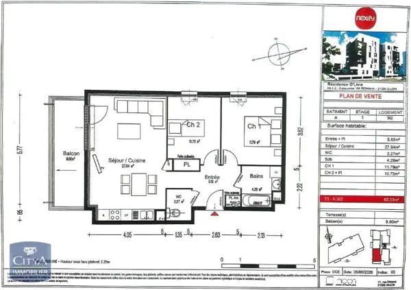Appartement à louer 3 pièces 62.33m² Dijon (21000)