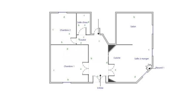 Appartement T3 en rez-de-chaussée de 65.99 m2.