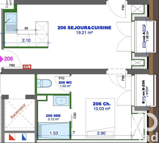 Appartement 2 pièces de 29 m² à Ax-les-Thermes (09110)