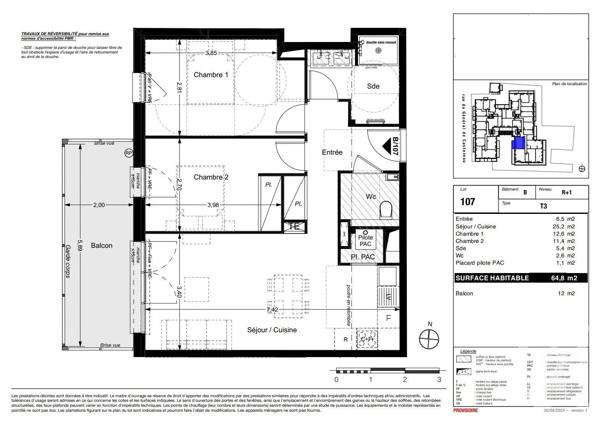 Appartement T3 à vendre  3 pièces - 64,80 m 2   LA TESTE DE BUCH  - 33