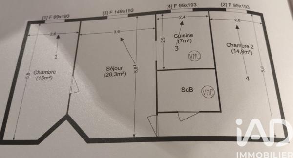 Appartement à vendre 3 pièces 63 m² Gonesse