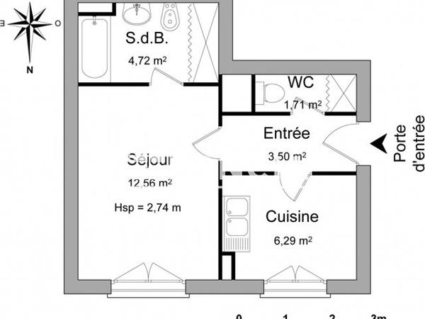 Location Studio 28.8 m² - 15 RUE JEAN ROGER THORELLE Bourg La Reine 92340