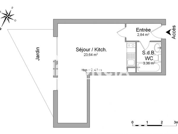Location Studio 29.72 m² - 1 PLACE HUGUES PANASSIE Toulouse 31300