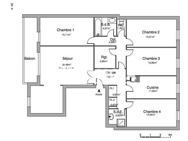 Location Appartement 5 pièces 125.59 m² - 14 PASSAGE DES ALLIES Pau 64000