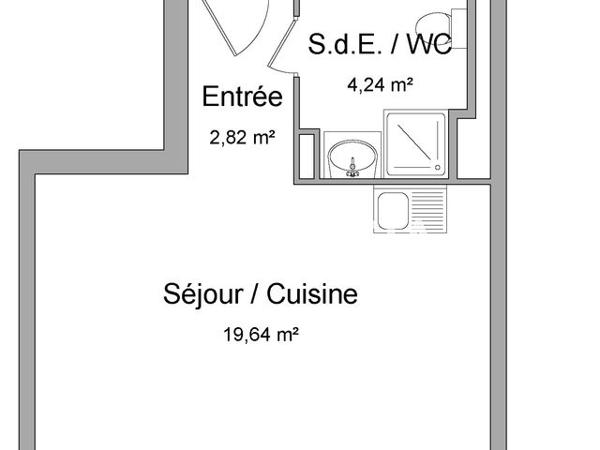Location Studio 26.7 m² - 4 ALLEE ALICE BOMMER Strasbourg 67100