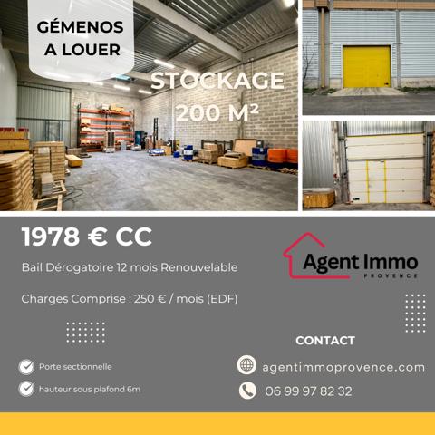 Gémenos (13420) Gémenos : local de stockage 200m²