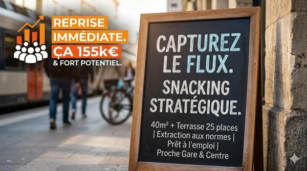 Snacking : Flux piéton constant & Terrasse 25 pl.