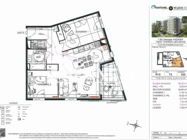 Location Appartement 3 pièces 60.49 m² - LE LEMAN Thonon-les-bains 74200