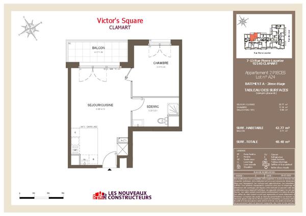 Appartement 2 pièces 42.77 m2