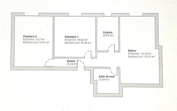 Appartement 3 pièces 52m2 Paris 11