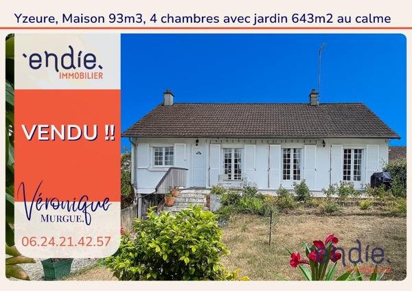 Yzeure, Maison familiale sur sous sol 93 m2, 3 chambres + bureau, Endie immobilier, Véronique Murgue