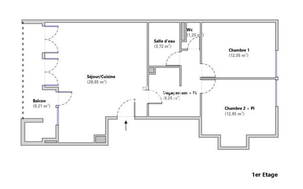 Appartement 3 pièces - 70 m² Exclusivité efficity