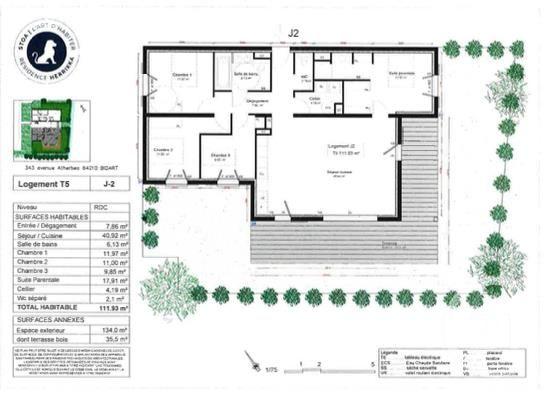 Appartement F5 à vendre  5 pièces - 111,93 m 2   BIDART  - 64
