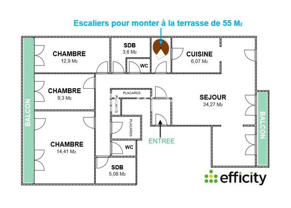 Appartement 4 pièces - 110 m² Bien prestige