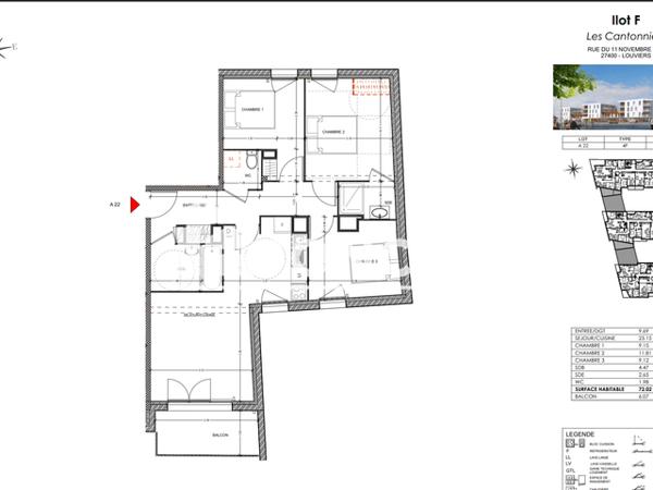 Location Appartement 4 pièces 72 m² - Louviers 27400