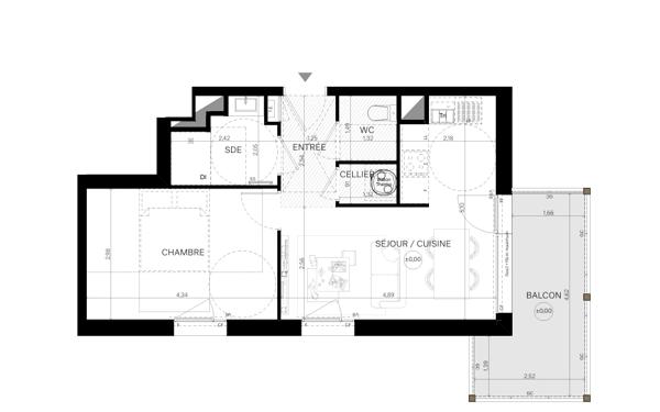 Appartement Saint Sebastien Sur Loire 2 pièce(s) 40.25 m2
