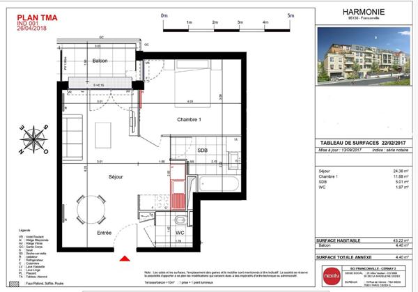 Résidence de 2021 - Franconville - F2 - Balcon - Parking - Quartier Séquoia, proche gare, Autoroutes