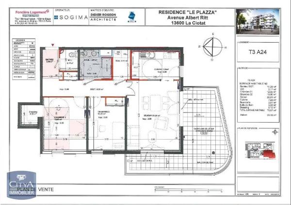 Appartement à louer 3 pièces 75.24m²