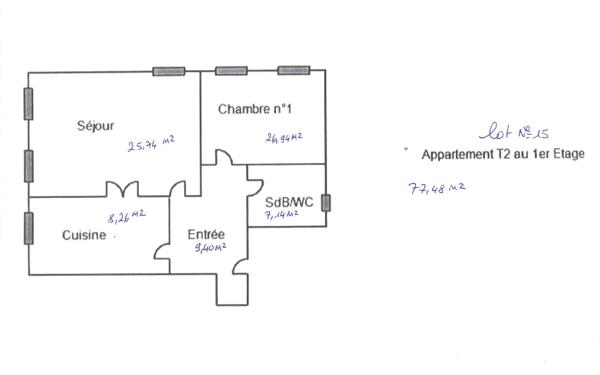 Appartement à vendre    2 pièces • 77,48 m2 Nay