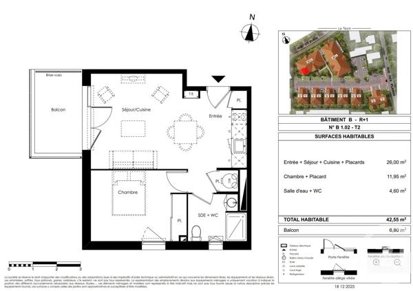 Appartement T2 à vendre  2 pièces - 42,55 m 2   LE TEICH  - 33