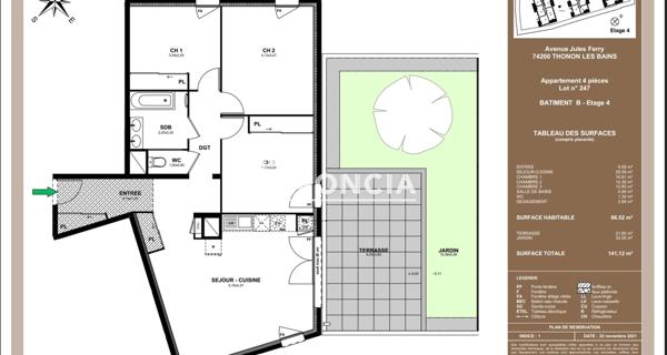 À vendre Appartement 4 pièces 86.5 m² - Thonon-les-bains 74200