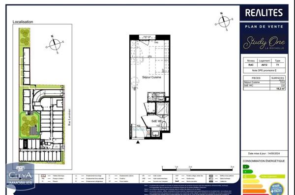 Appartement à louer 1 pièce 18.2m² La Rochelle (17000)