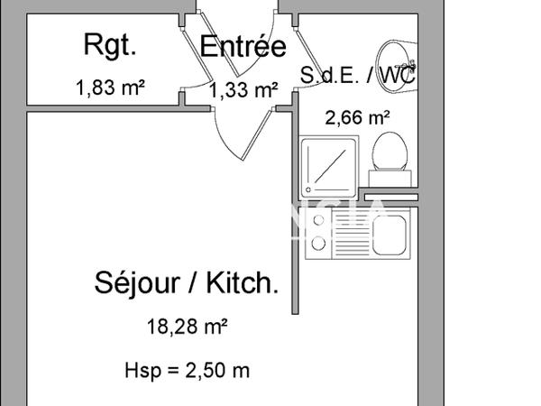 Location Studio 24.1 m² - 14 RUE MAURICE ROLLINAT Limoges 87000
