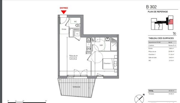 Appartement de type 2 à vendre sur ANGERS - Les Hauts de St Aubin