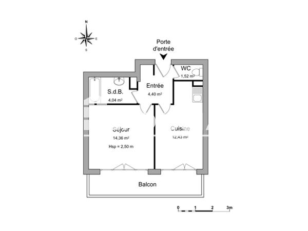 Location Studio 36.75 m² - 176 COURS BERRIAT Grenoble 38000